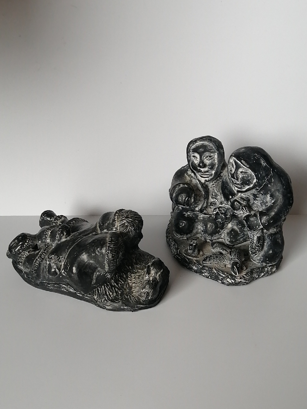 Wolf Original Signed Inuit-inspired Hand-finished Sculptures (2)